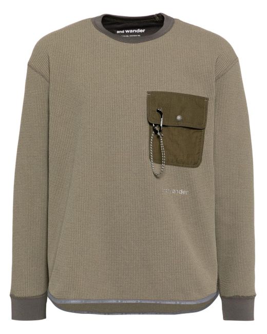 And Wander Green Carabiner Pocket T-Shirt for men