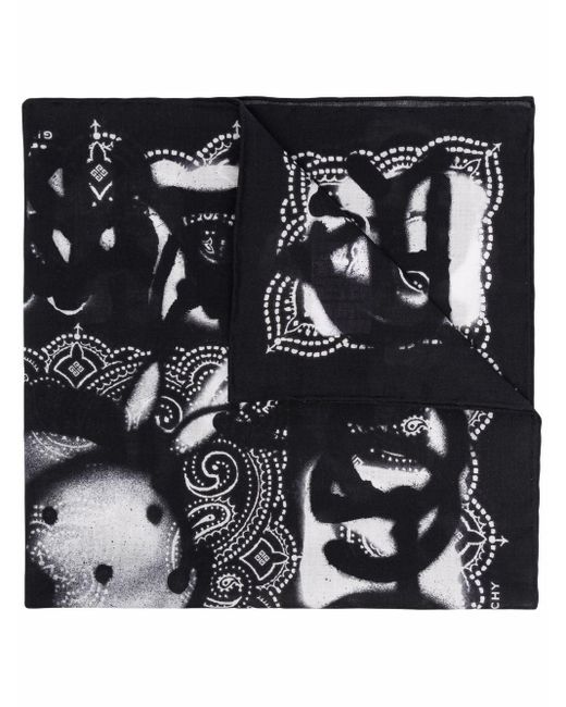 Givenchy Black Graphic Print Cotton Scarf for men