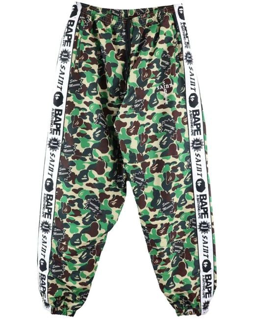 SAINT Mxxxxxx Green Camouflage-Print Track Pants for men