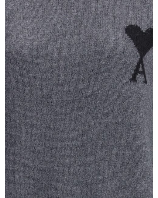 AMI Gray Ami De Coeur Turtleneck Sweater for men