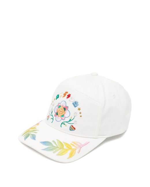 Casablanca White Laurel Embroidered Cap for men