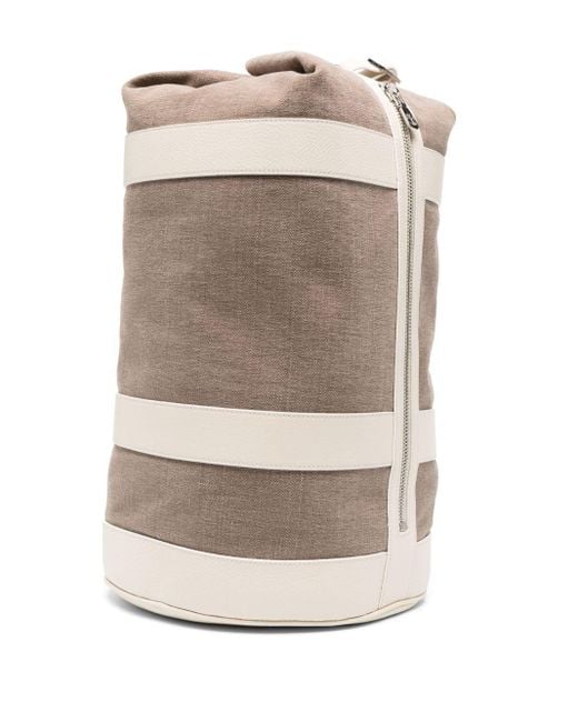 Brunello Cucinelli Natural Panelled Canvas Holdall Bag for men