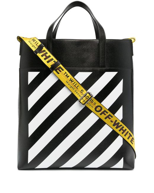 Off-White c/o Virgil Abloh Black Logo-print Striped Tote Bag for men