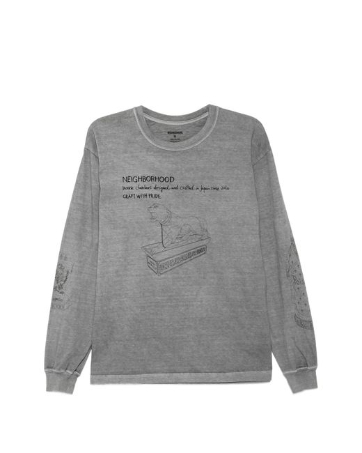 Neighborhood Gray Graphic-Print Long-Sleeve T-Shirt for men