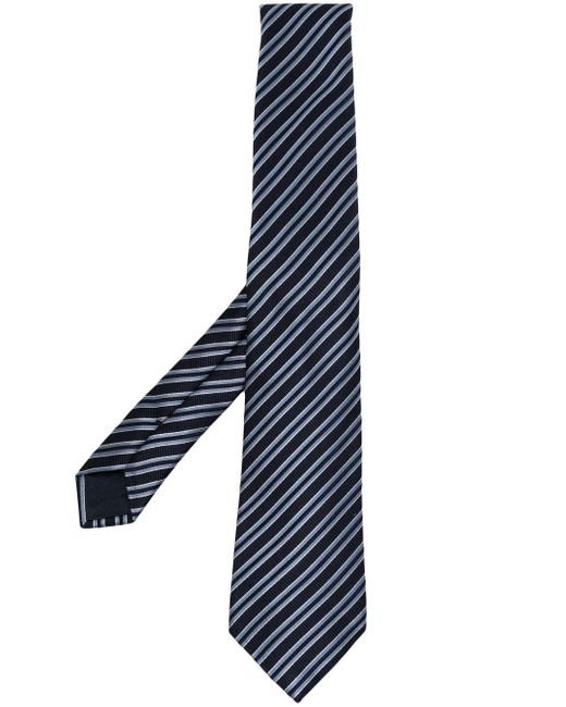 Giorgio Armani Blue Diagonal Stripe-Pattern Belt for men