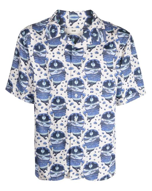 GmbH Blue Graphic-print Short-sleeve Shirt for men