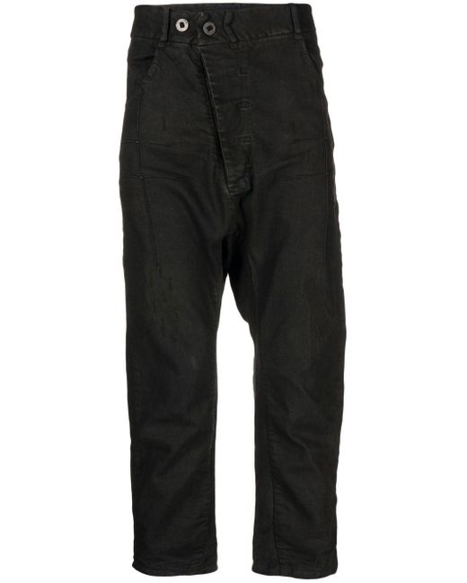 Boris Bidjan Saberi 11 Black Asymmetric Zip-Fastening Trousers for men