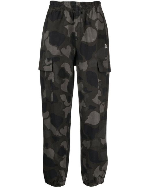 BBCICECREAM Black Camouflage Print Straight Leg Cargo Trousers for men