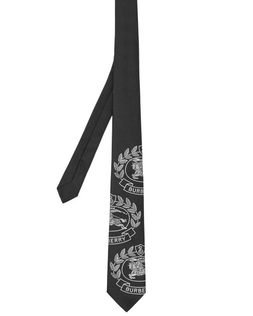 Burberry Black Logo-print Silk Tie for men