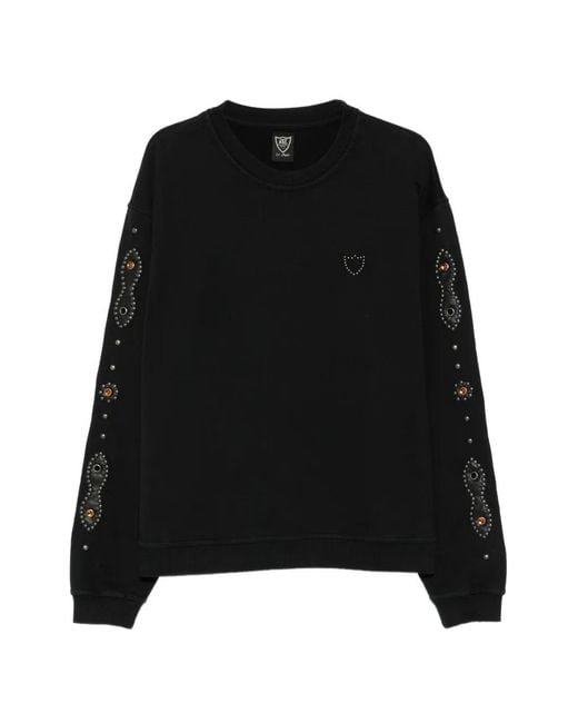 HTC Black Moustache Stud-Embellished Sweatshirt for men