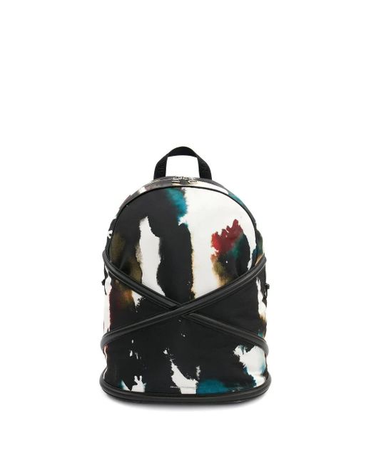 Alexander McQueen Black Abstract-print Backpack for men