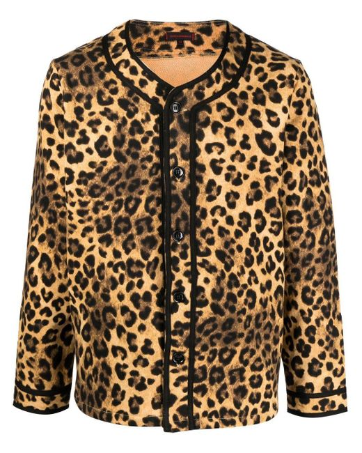 Clot Black Leopard-print Button-front Cardigan for men