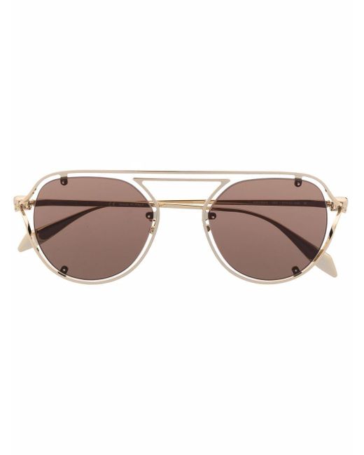 Alexander McQueen Brown Tinted Pilot Sunglasses for men
