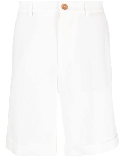 Brunello Cucinelli White Pressed-crease Bermuda Shorts for men
