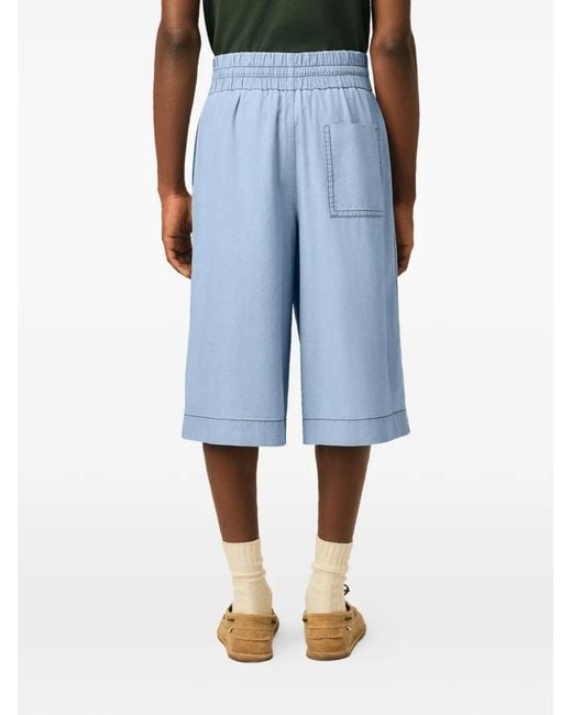 AMI Blue Cotton Elasticated Large Bermuda Shorts for men
