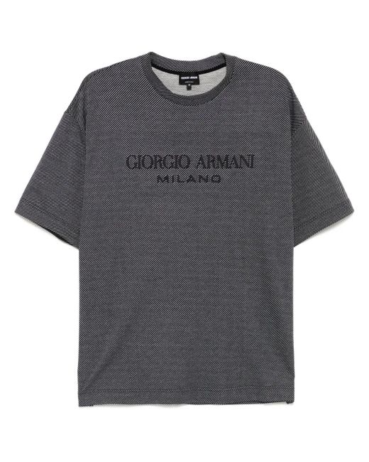 Giorgio Armani Gray Logo-Print T-Shirt for men