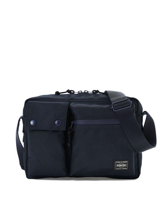 Porter-Yoshida and Co Blue Zip Pocket Shoulder Bag for men