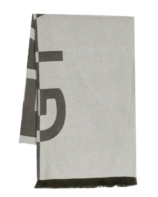 Givenchy Gray Wool-cashmere Long Logo Scarf for men