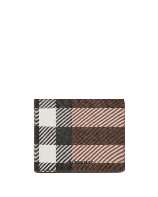 Burberry Gray Check-pattern Bi-fold Wallet for men
