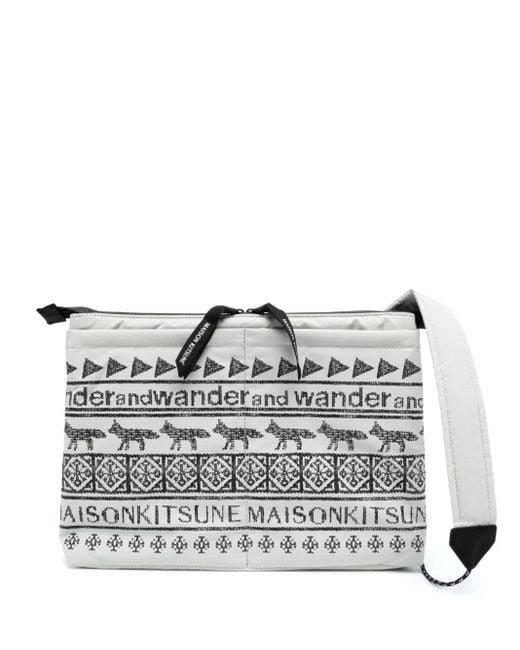 And Wander Gray X Maison Kitsuné Nordic-print Messenger Bag for men