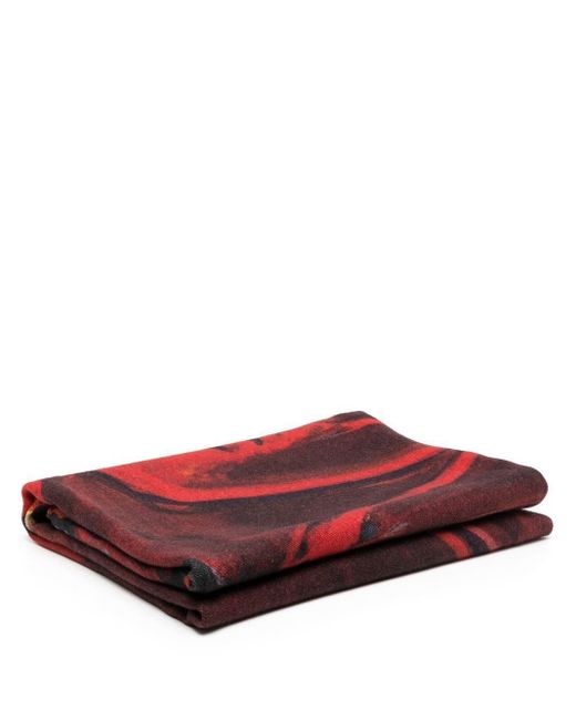 Givenchy Red Graphic-print Silk-wool Blanket for men