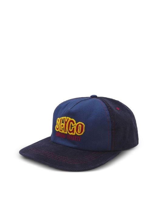 Nicholas Daley Blue Slygo Embroidered Corduroy Cap for men