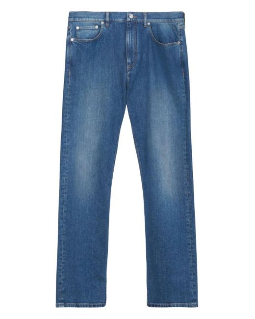 Burberry Blue Tb Logo Straight-leg Jeans for men