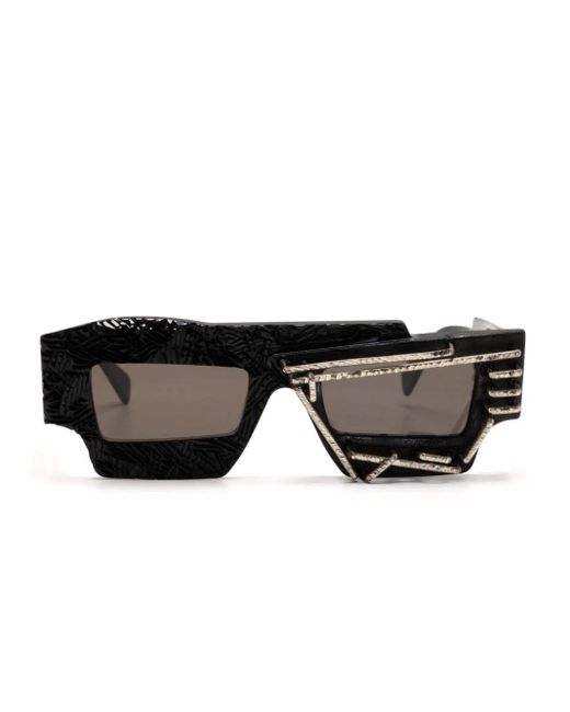 Kuboraum Black Sculpted Rectangle-Frame Sunglasses for men
