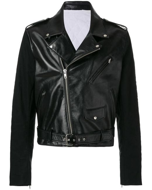 Calvin Klein Black Leather Biker Jacket for men