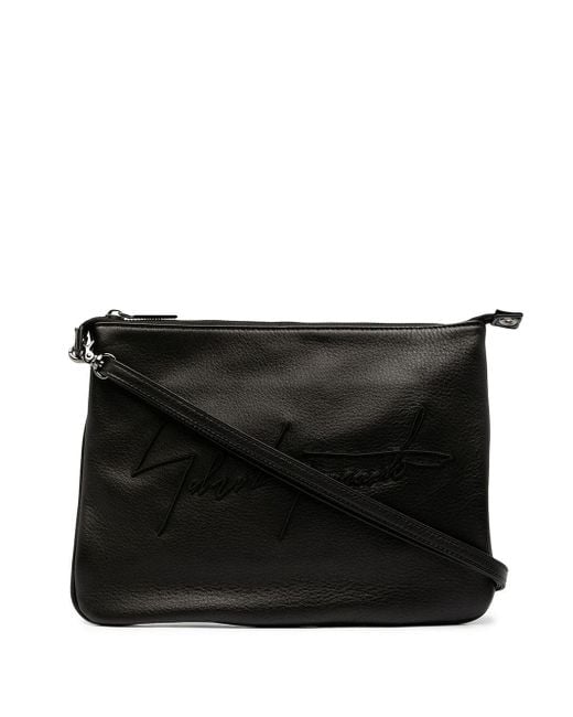Discord Yohji Yamamoto Black Logo-embroidered Leather Shoulder Bag for men