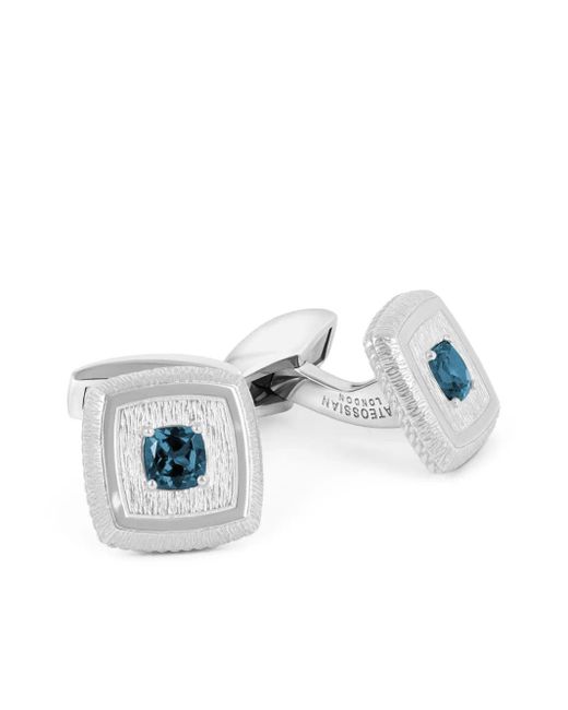 Tateossian White Stone-Detail Square Cufflinks for men