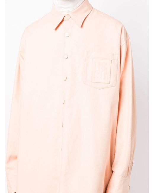 Raf Simons Pink Logo-Patch Cotton Shirt for men