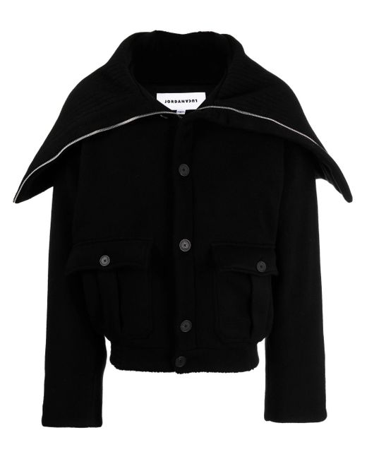 JORDANLUCA Black Long-collar Buttoned Jacket for men