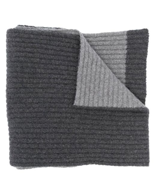 Balmain Gray Two-tone Ribbed Knit Scarf for men