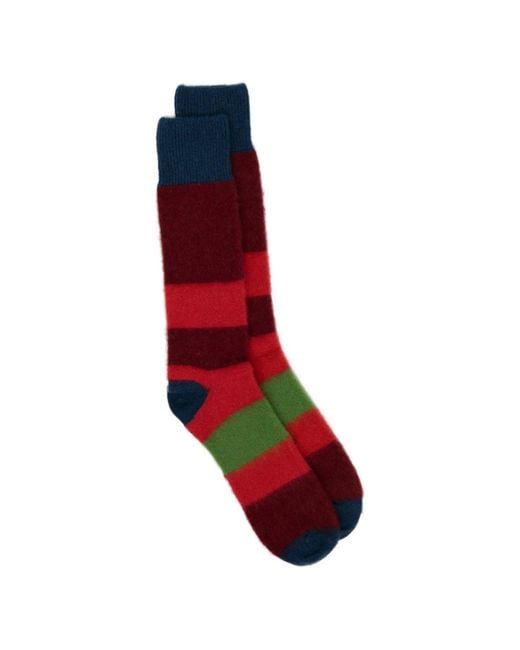 Zegna Red Striped Mid-Calf Socks for men