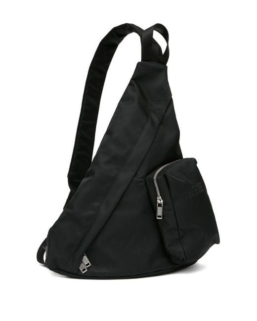 MM6 by Maison Margiela Black Asymmetric Zip Cross Body Bag for men