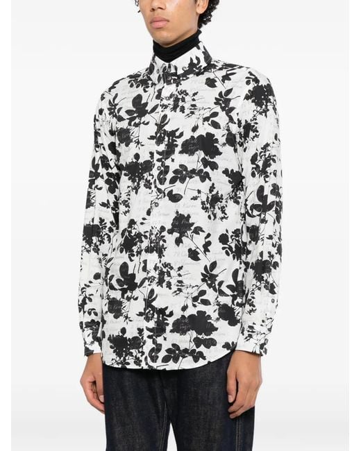 Vivienne Westwood White Floral-Print Long-Sleeve Shirt for men
