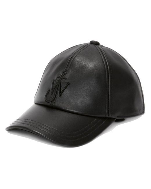 J.W. Anderson Black Logo-embroidered Leather Cap for men