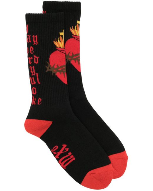 SAINT Mxxxxxx Red Heart-motif Cotton-blend Socks for men