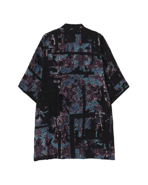 Yohji Yamamoto Blue Patterned Silk Jacket for men