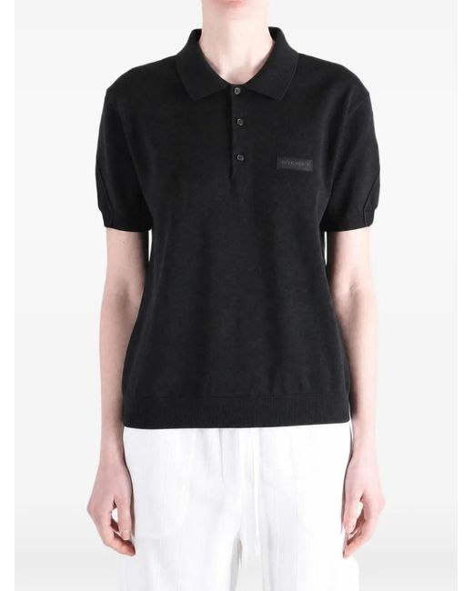 Givenchy Black Logo-Patch Polo Shirt for men
