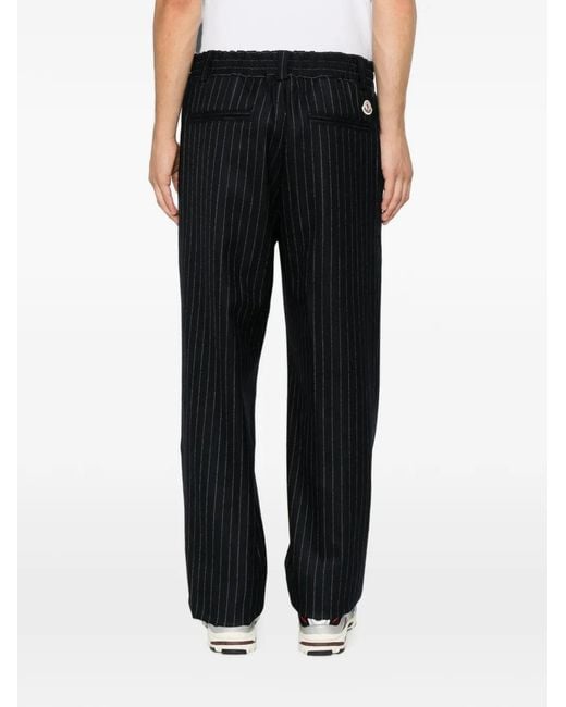 Moncler Black Pinstripe-Pattern Trousers for men