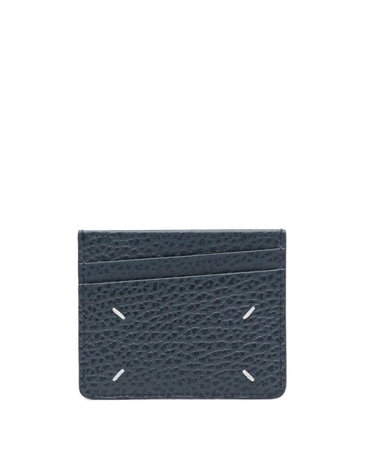 Maison Margiela Blue Four-Stitch Leather Cardholder for men