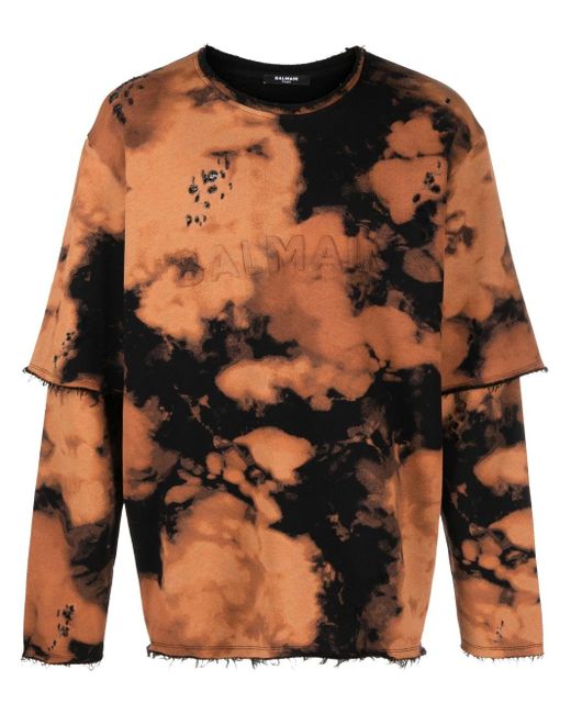 Balmain Multicolor Burnt-print Layered T-shirt for men