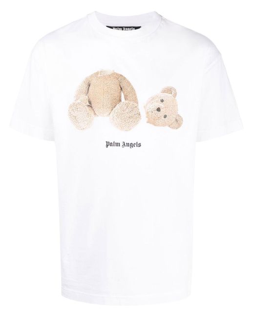 Palm Angels Bear-print Classic T-shirt in White for Men | Lyst