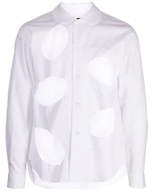 COMME DES GARÇON BLACK White Cut-out Detailed Cotton Shirt for men