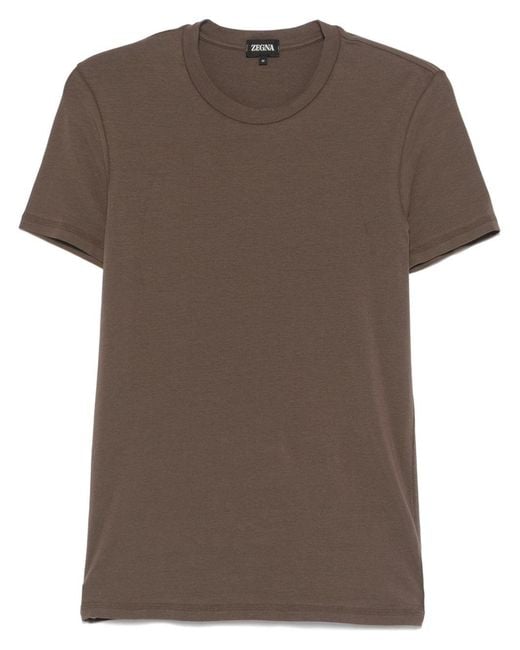 Zegna Brown Crew-Neck T-Shirt for men