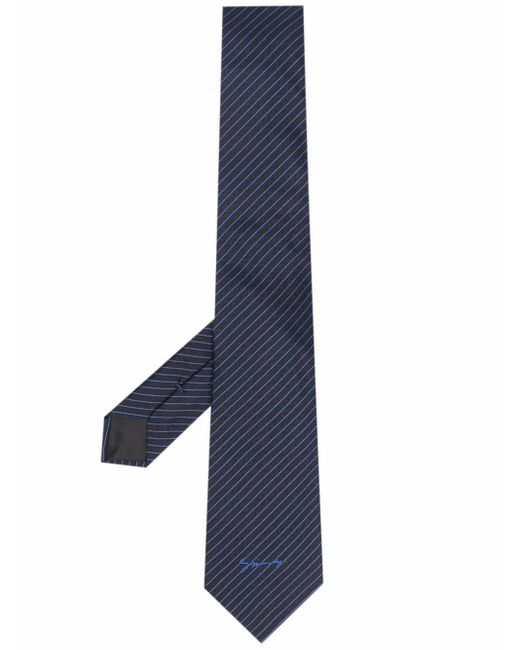 Givenchy Blue Logo Striped Silk Tie for men