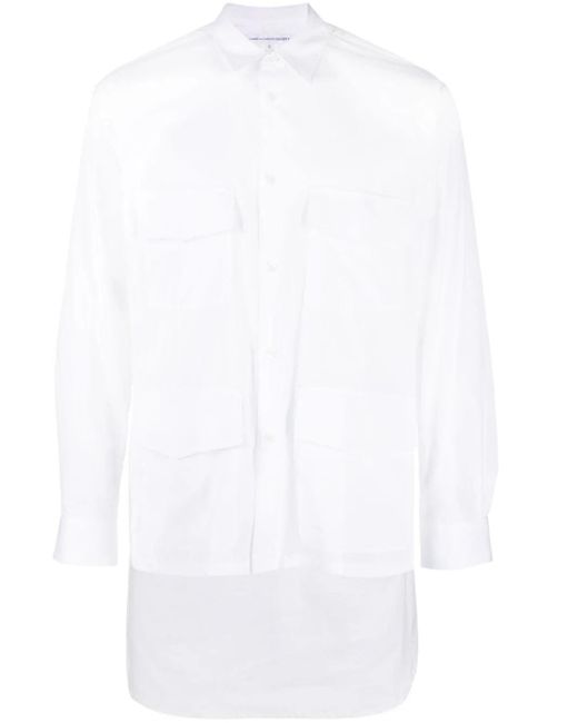 Comme des Garçons White Asymmetric-hem Cotton Shirt for men