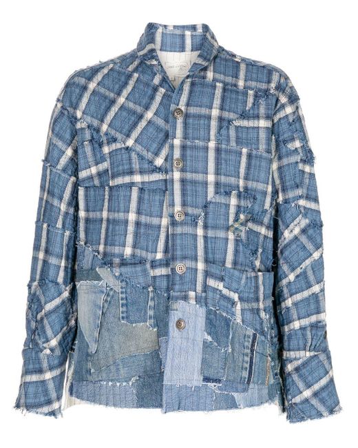 Greg Lauren Blue Deconstructed Denim Jacket for men